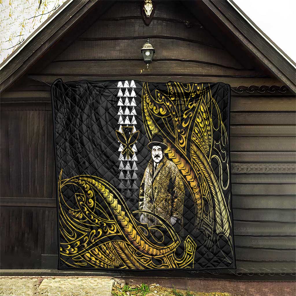 Hawaii Kuhio The Citizen Prince Quilt Gold Polynesian Tribal Tattoo