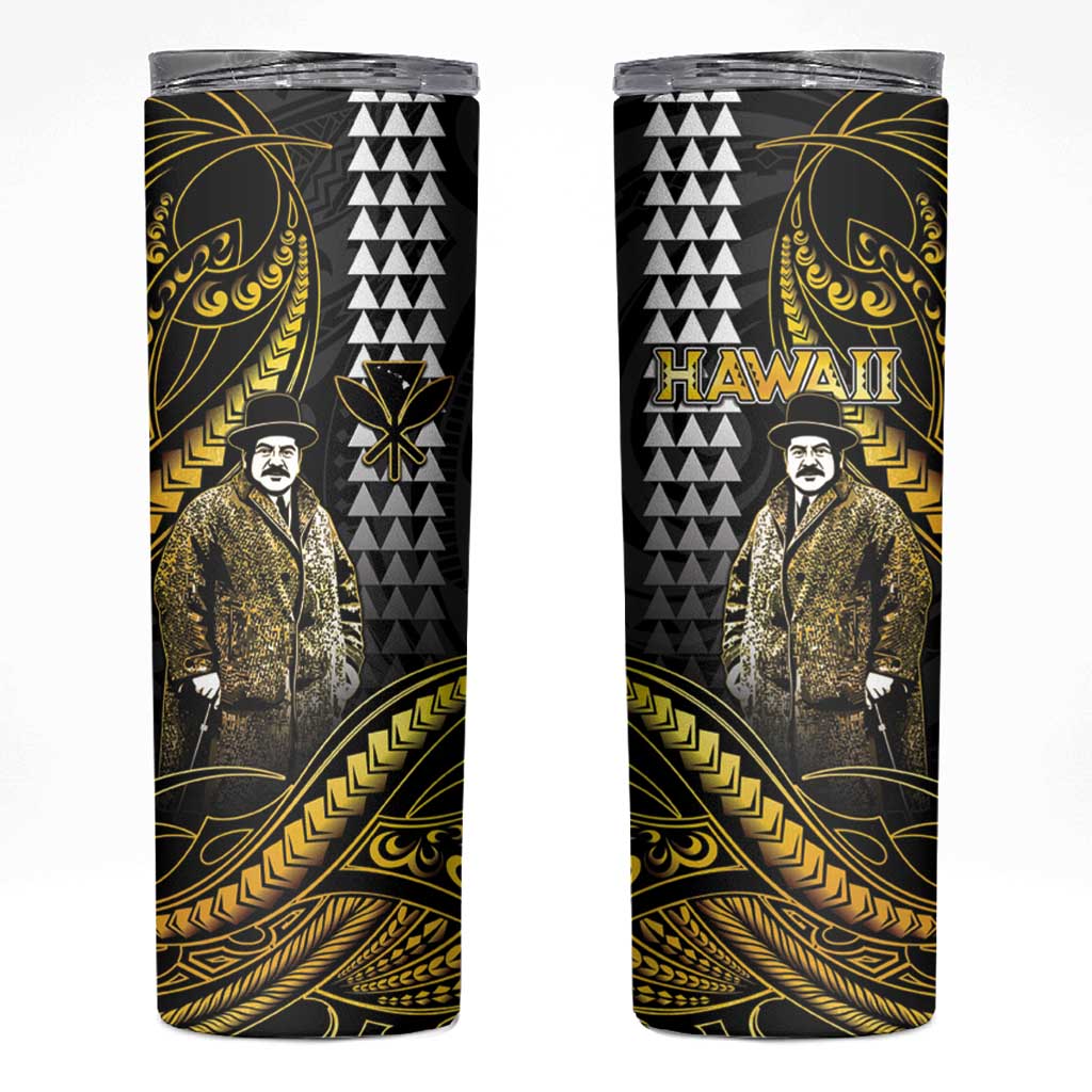Hawaii Kuhio The Citizen Prince Skinny Tumbler Gold Polynesian Tribal Tattoo LT05 Gold - Polynesian Pride