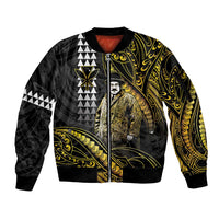 Hawaii Kuhio The Citizen Prince Sleeve Zip Bomber Jacket Gold Polynesian Tribal Tattoo LT05 Unisex Gold - Polynesian Pride