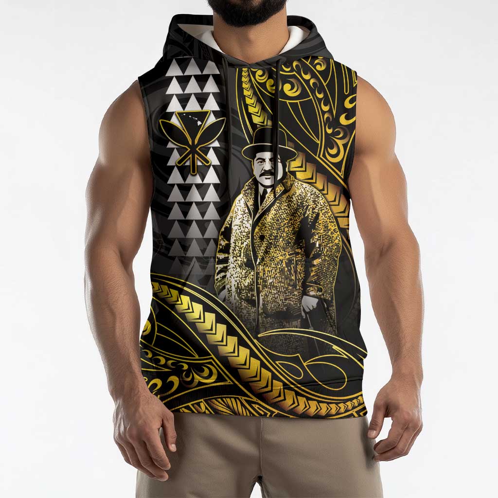 Hawaii Kuhio The Citizen Prince Sleeveless Hoodie Gold Polynesian Tribal Tattoo LT05 - Polynesian Pride