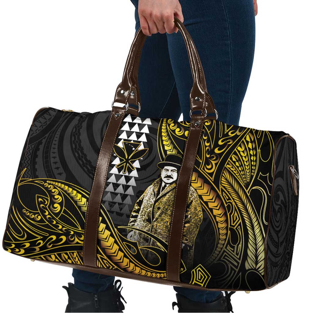 Hawaii Kuhio The Citizen Prince Travel Bag Gold Polynesian Tribal Tattoo