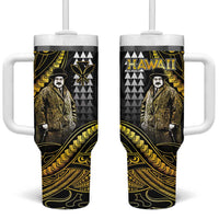 Hawaii Kuhio The Citizen Prince Tumbler With Handle Gold Polynesian Tribal Tattoo