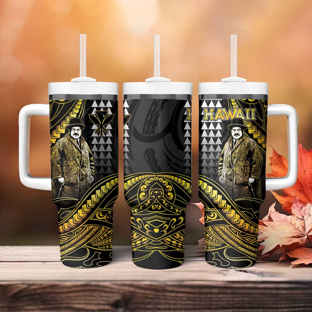 Hawaii Kuhio The Citizen Prince Tumbler With Handle Gold Polynesian Tribal Tattoo