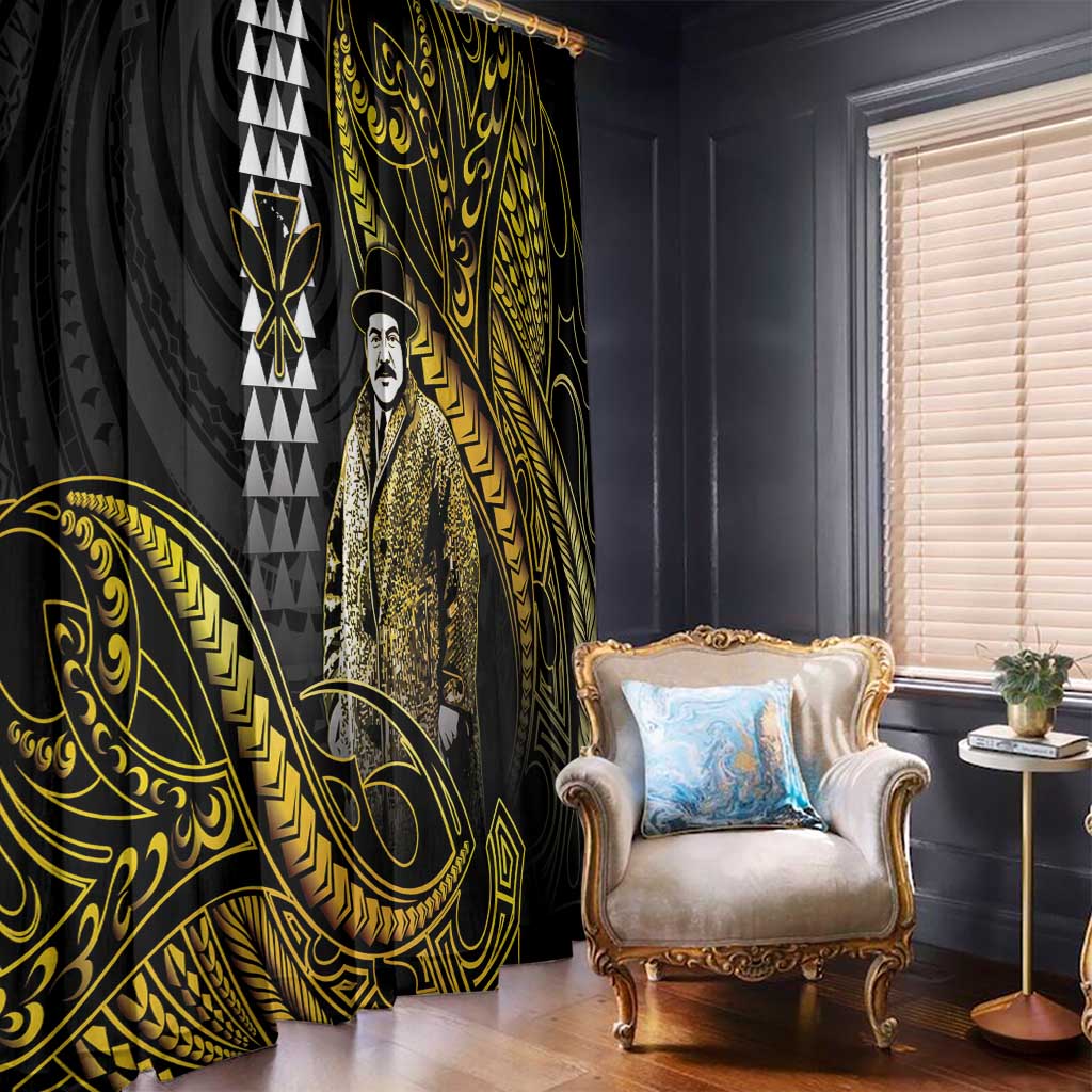 Hawaii Kuhio The Citizen Prince Window Curtain Gold Polynesian Tribal Tattoo