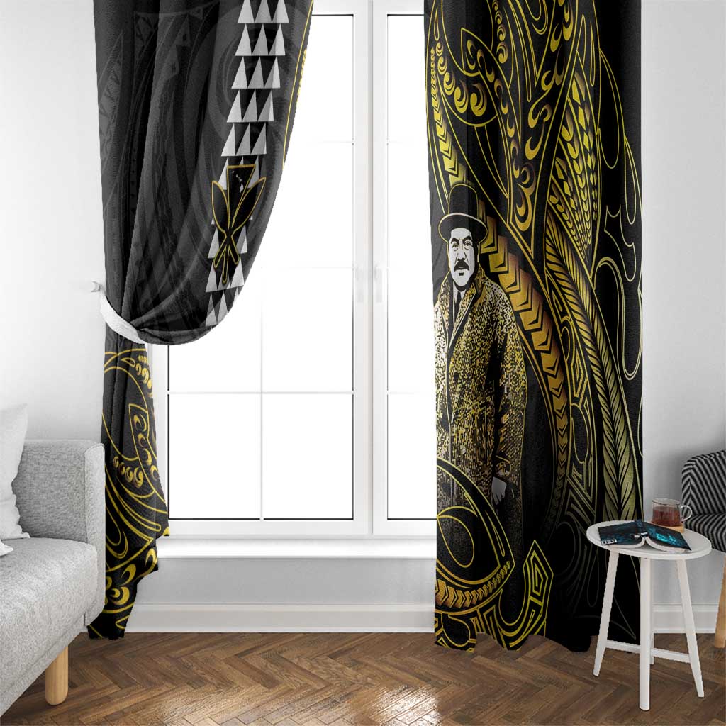 Hawaii Kuhio The Citizen Prince Window Curtain Gold Polynesian Tribal Tattoo