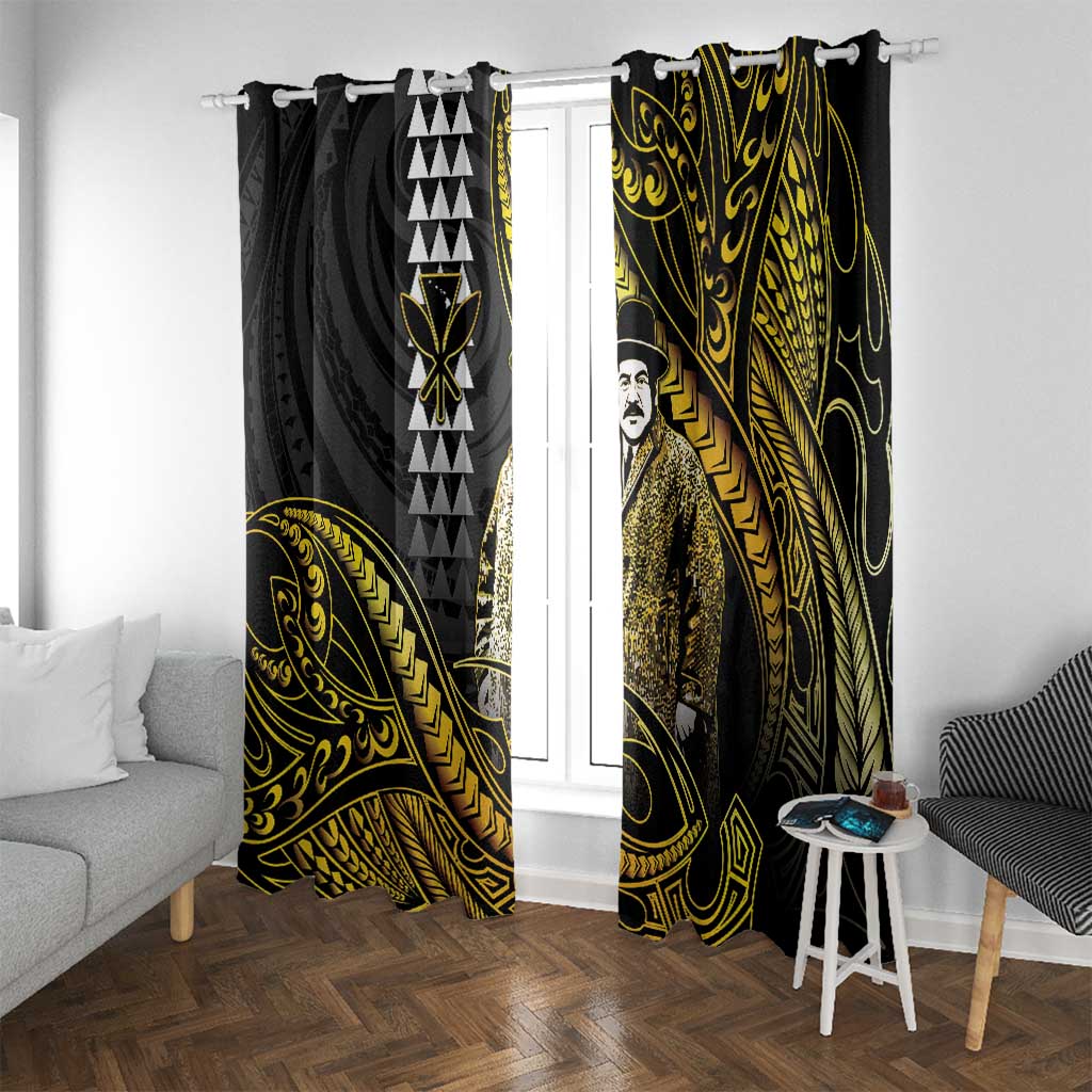 Hawaii Kuhio The Citizen Prince Window Curtain Gold Polynesian Tribal Tattoo