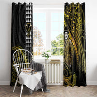 Hawaii Kuhio The Citizen Prince Window Curtain Gold Polynesian Tribal Tattoo