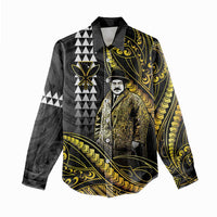 Hawaii Kuhio The Citizen Prince Women Casual Shirt Gold Polynesian Tribal Tattoo LT05 - Polynesian Pride