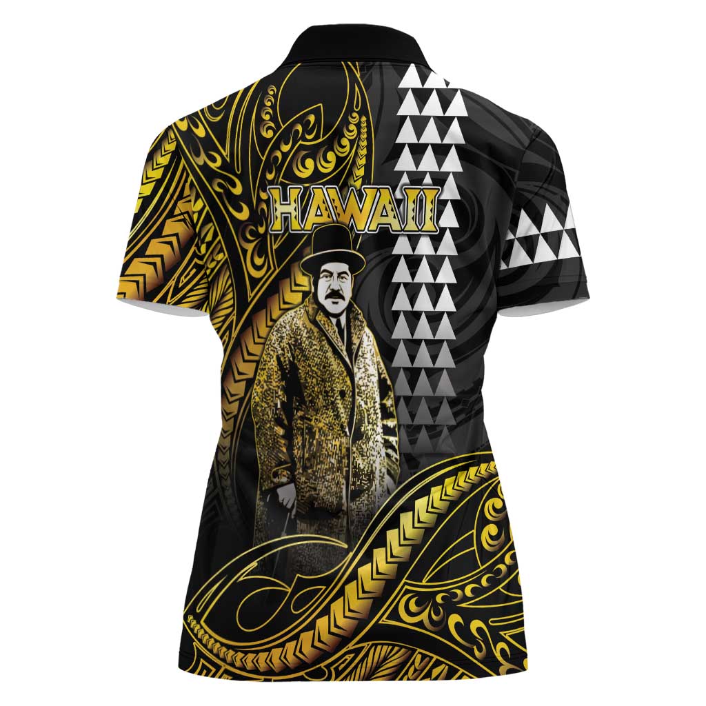 Hawaii Kuhio The Citizen Prince Women Polo Shirt Gold Polynesian Tribal Tattoo LT05 - Polynesian Pride