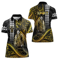 Hawaii Kuhio The Citizen Prince Women Polo Shirt Gold Polynesian Tribal Tattoo LT05 - Polynesian Pride