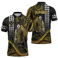 Hawaii Kuhio The Citizen Prince Zipper Polo Shirt Gold Polynesian Tribal Tattoo LT05 - Polynesian Pride