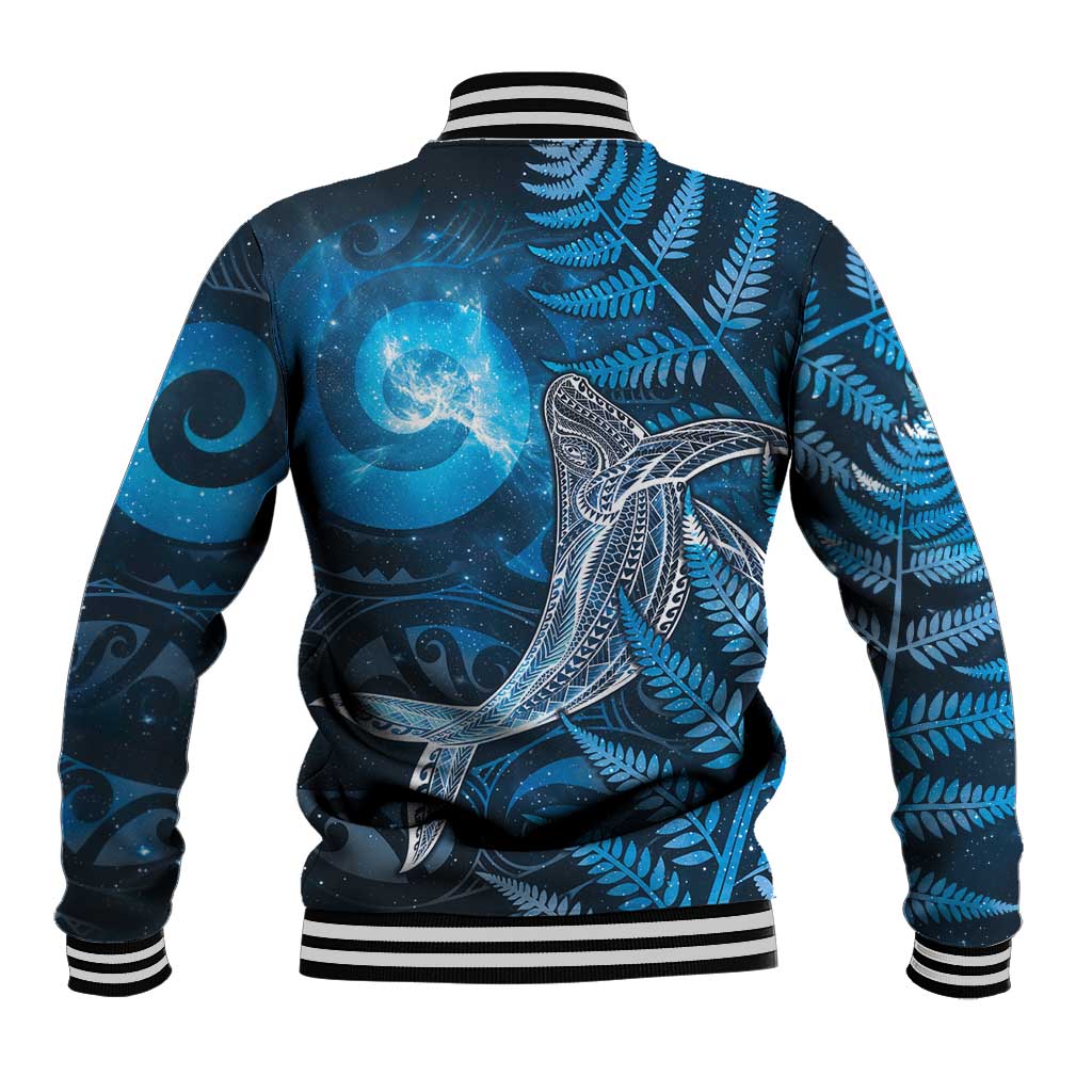 New Zealand Matariki Baseball Jacket Maori Koru With Humpback Whale Blue