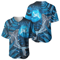 New Zealand Matariki Baseball Jersey Maori Koru With Humpback Whale Blue