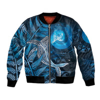 New Zealand Matariki Bomber Jacket Maori Koru With Humpback Whale Blue