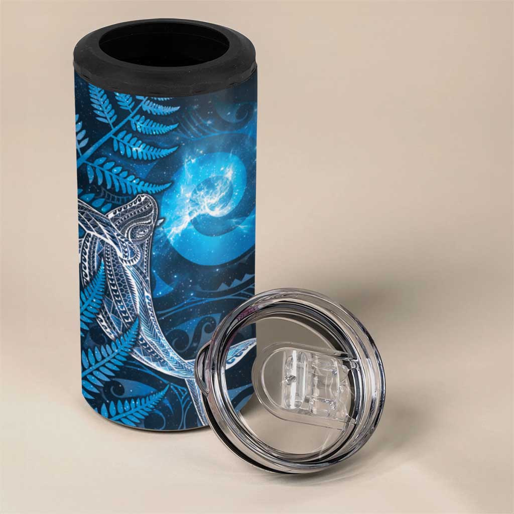 New Zealand Matariki 4 in 1 Can Cooler Tumbler Maori Koru With Humpback Whale Blue LT05 - Polynesian Pride