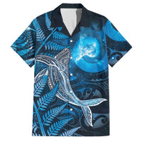 New Zealand Matariki Family Matching Summer Maxi Dress and Hawaiian Shirt Maori Koru With Humpback Whale Blue LT05 Dad's Shirt - Short Sleeve Blue - Polynesian Pride