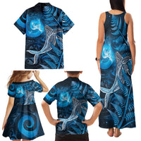 New Zealand Matariki Family Matching Tank Maxi Dress and Hawaiian Shirt Maori Koru With Humpback Whale Blue LT05 - Polynesian Pride