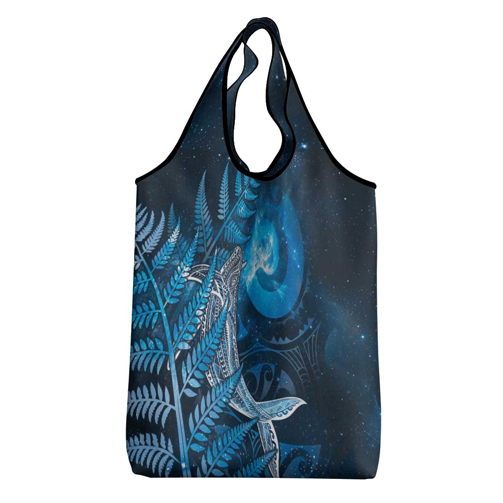 New Zealand Matariki Grocery Bag Maori Koru With Humpback Whale Blue LT05 - Polynesian Pride