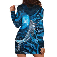 New Zealand Matariki Hoodie Dress Maori Koru With Humpback Whale Blue LT05 - Polynesian Pride