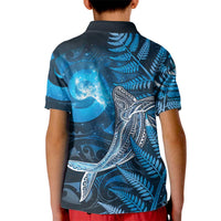 New Zealand Matariki Kid Polo Shirt Maori Koru With Humpback Whale Blue