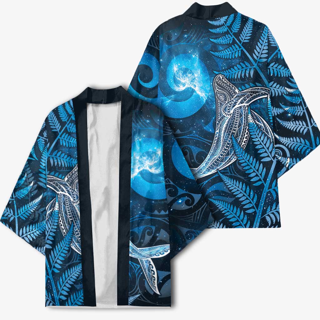 New Zealand Matariki Kimono Maori Koru With Humpback Whale Blue