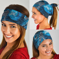 New Zealand Matariki Neck Gaiter Maori Koru With Humpback Whale Blue