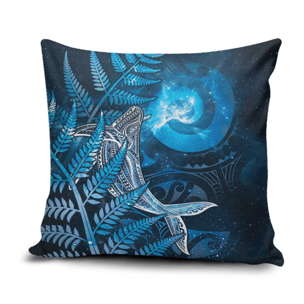 New Zealand Matariki Pillow Cover Maori Koru With Humpback Whale Blue