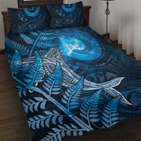 New Zealand Matariki Quilt Bed Set Maori Koru With Humpback Whale Blue LT05 Blue - Polynesian Pride