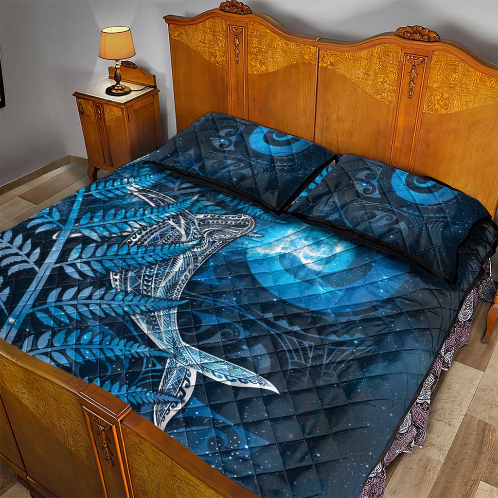 New Zealand Matariki Quilt Bed Set Maori Koru With Humpback Whale Blue LT05 - Polynesian Pride