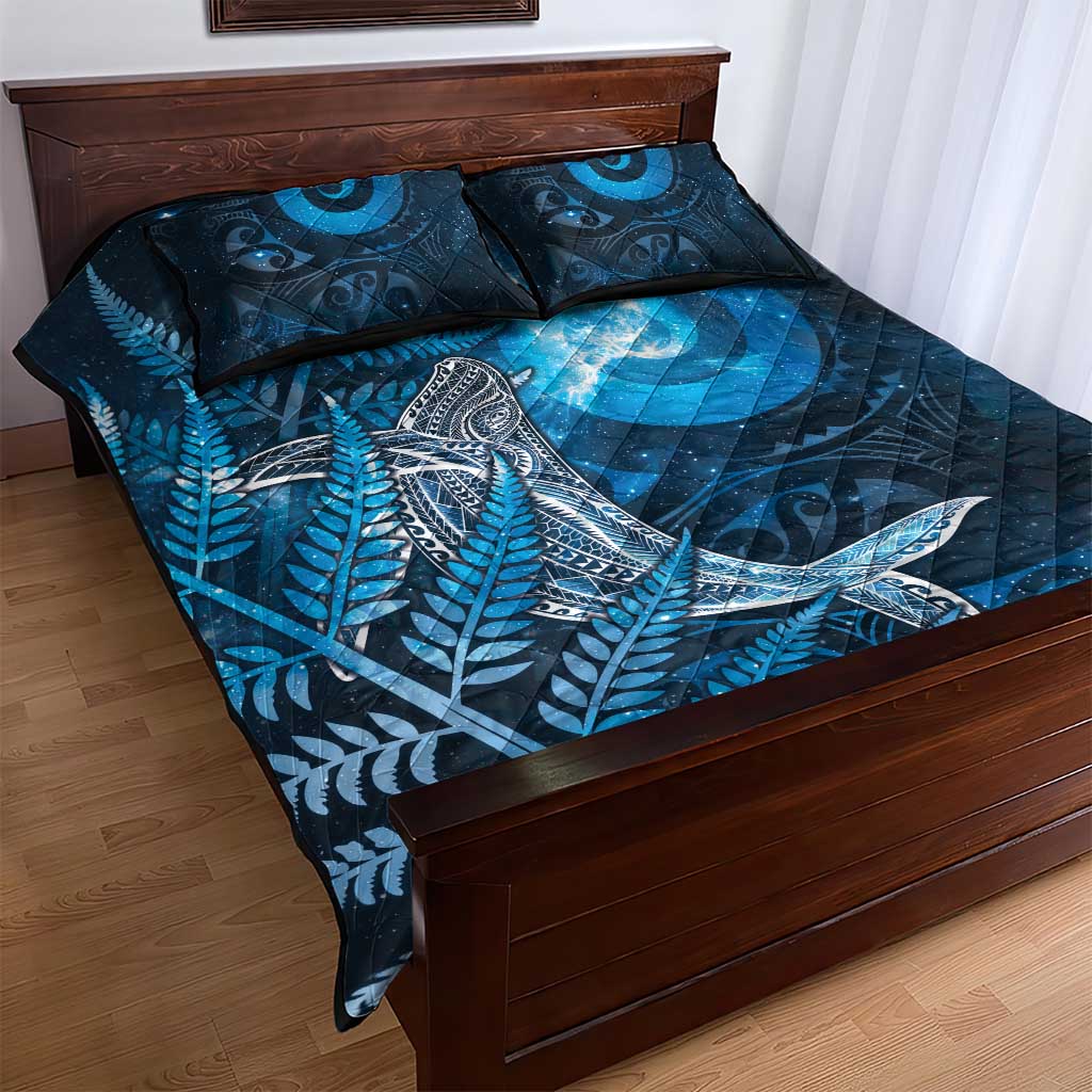 New Zealand Matariki Quilt Bed Set Maori Koru With Humpback Whale Blue LT05 - Polynesian Pride