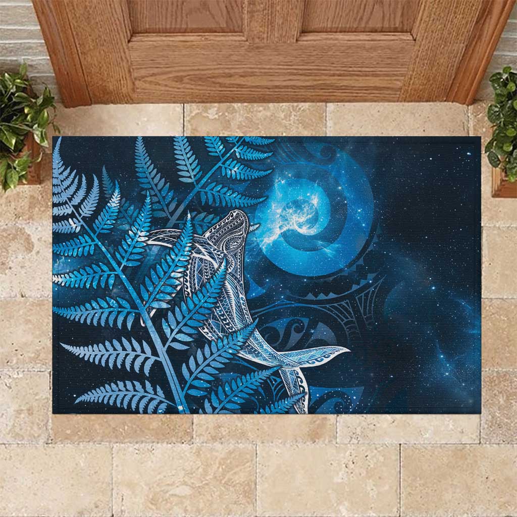 New Zealand Matariki Rubber Doormat Maori Koru With Humpback Whale Blue