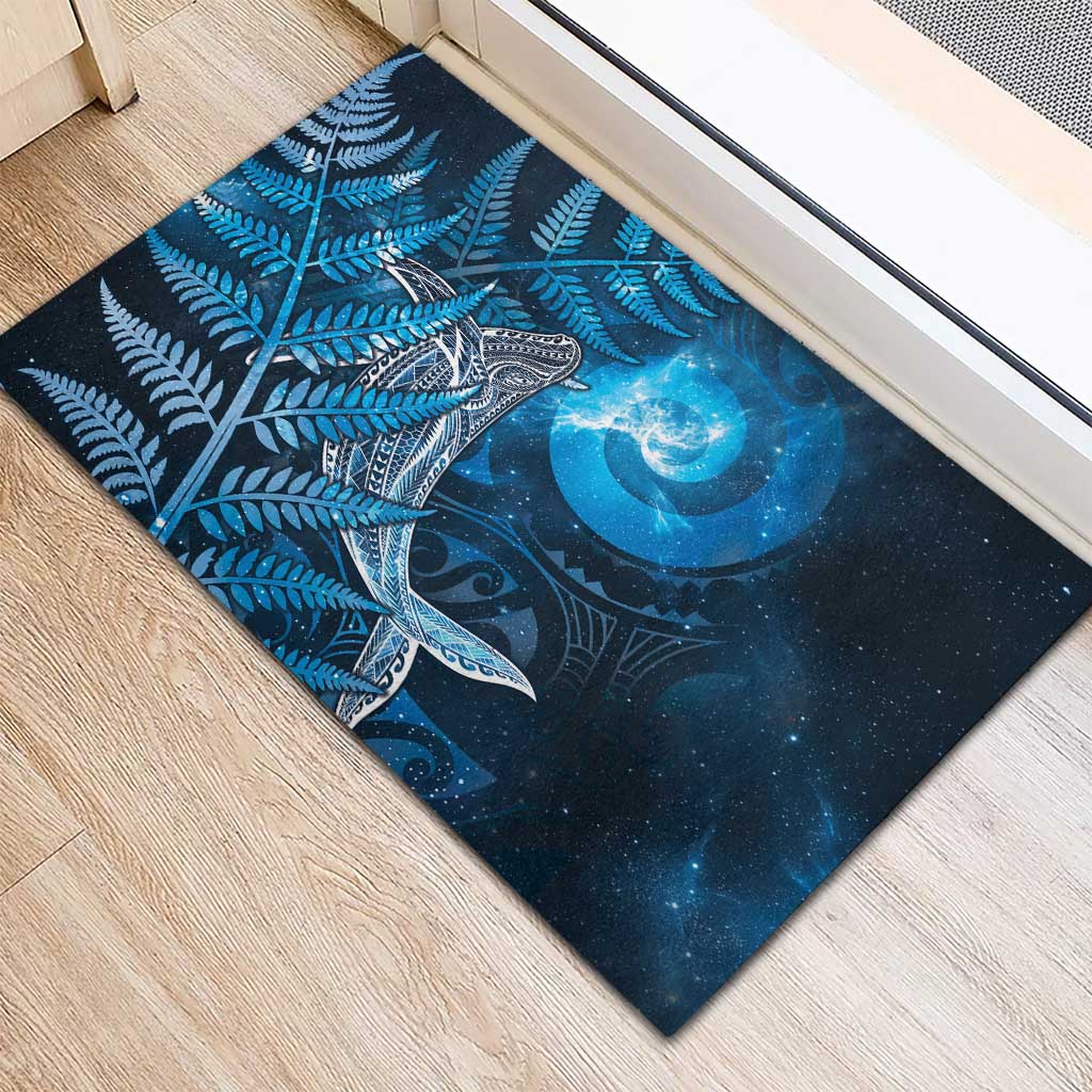 New Zealand Matariki Rubber Doormat Maori Koru With Humpback Whale Blue