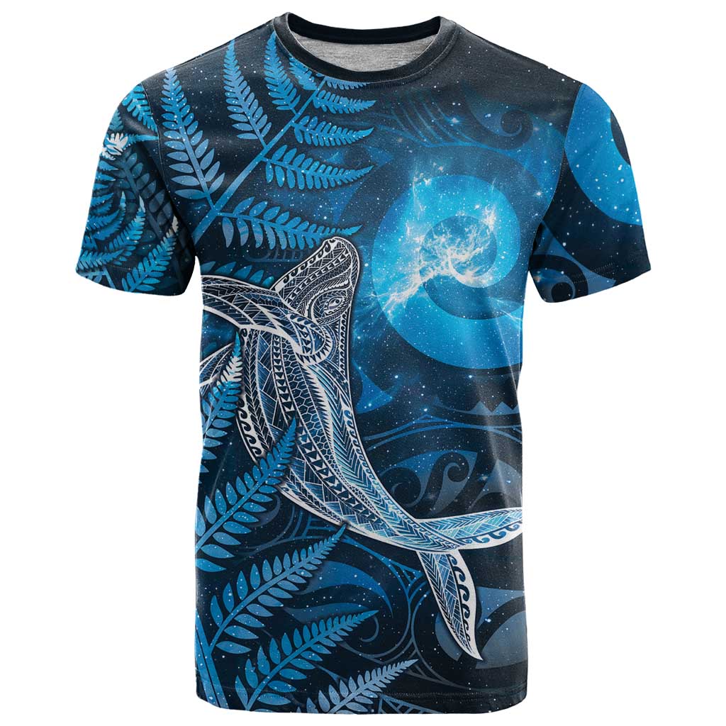 New Zealand Matariki T Shirt Maori Koru With Humpback Whale Blue LT05 Blue - Polynesian Pride