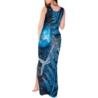 New Zealand Matariki Tank Maxi Dress Maori Koru With Humpback Whale Blue