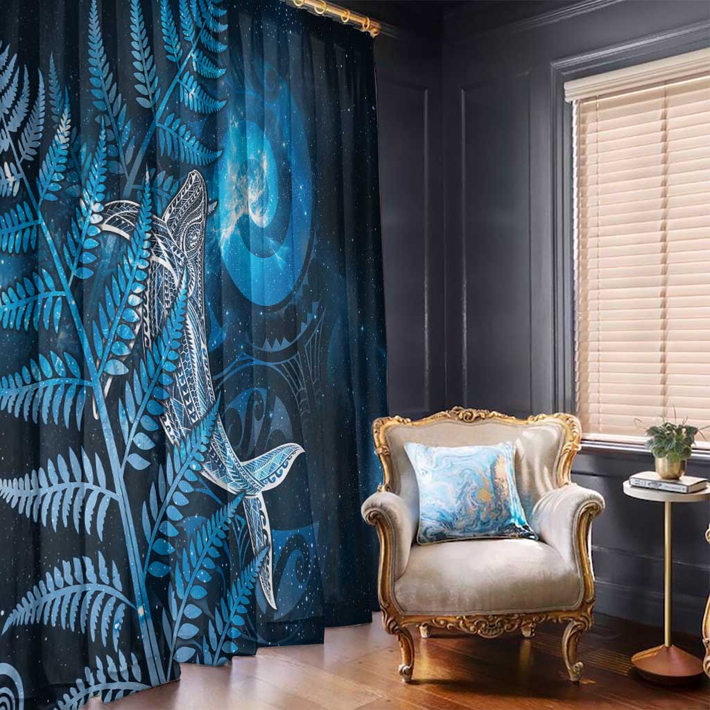 New Zealand Matariki Window Curtain Maori Koru With Humpback Whale Blue