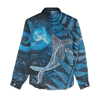 New Zealand Matariki Women Casual Shirt Maori Koru With Humpback Whale Blue LT05 - Polynesian Pride