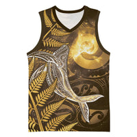 New Zealand Matariki Basketball Jersey Maori Koru With Humpback Whale Gold LT05 Unisex Gold - Polynesian Pride
