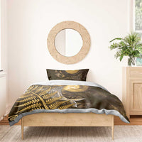 New Zealand Matariki Bedding Set Maori Koru With Humpback Whale Gold