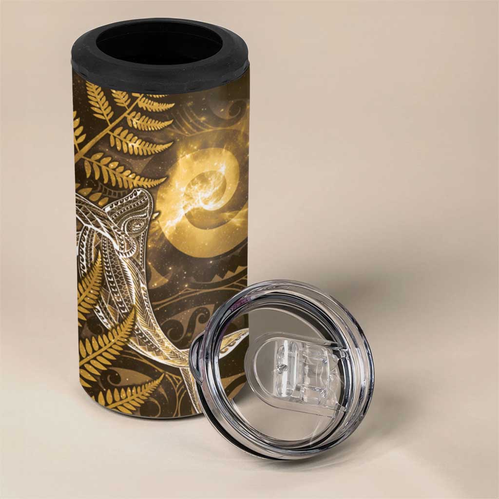 New Zealand Matariki 4 in 1 Can Cooler Tumbler Maori Koru With Humpback Whale Gold LT05 - Polynesian Pride