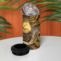 New Zealand Matariki 4 in 1 Can Cooler Tumbler Maori Koru With Humpback Whale Gold LT05 - Polynesian Pride