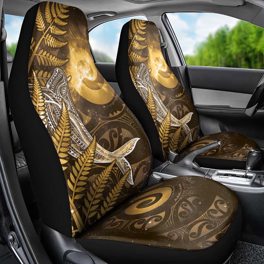 New Zealand Matariki Car Seat Cover Maori Koru With Humpback Whale Gold LT05 - Polynesian Pride