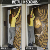 New Zealand Matariki Door Cover Maori Koru With Humpback Whale Gold
