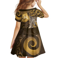 New Zealand Matariki Family Matching Puletasi and Hawaiian Shirt Maori Koru With Humpback Whale Gold LT05 - Polynesian Pride