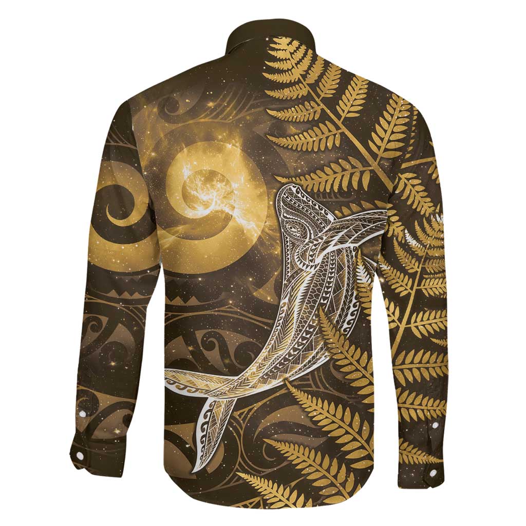 New Zealand Matariki Family Matching Summer Maxi Dress and Hawaiian Shirt Maori Koru With Humpback Whale Gold LT05 - Polynesian Pride