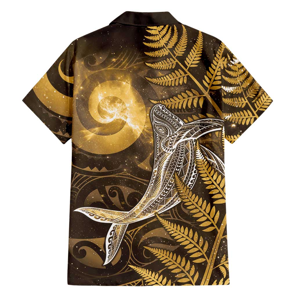 New Zealand Matariki Hawaiian Shirt Maori Koru With Humpback Whale Gold