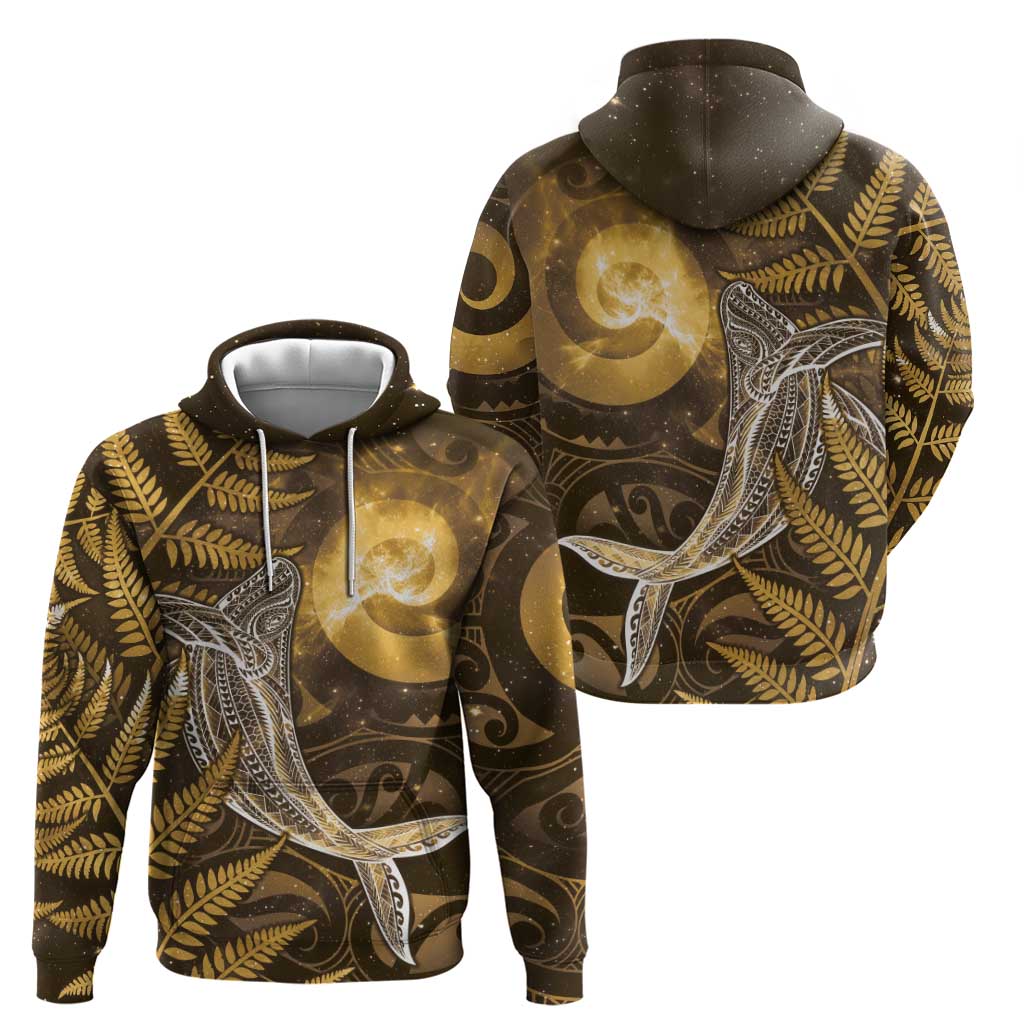 New Zealand Matariki Hoodie Maori Koru With Humpback Whale Gold