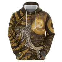 New Zealand Matariki Hoodie Maori Koru With Humpback Whale Gold