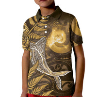 New Zealand Matariki Kid Polo Shirt Maori Koru With Humpback Whale Gold LT05 Kid Gold - Polynesian Pride