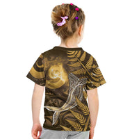 New Zealand Matariki Kid T Shirt Maori Koru With Humpback Whale Gold