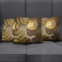 New Zealand Matariki Pillow Cover Maori Koru With Humpback Whale Gold